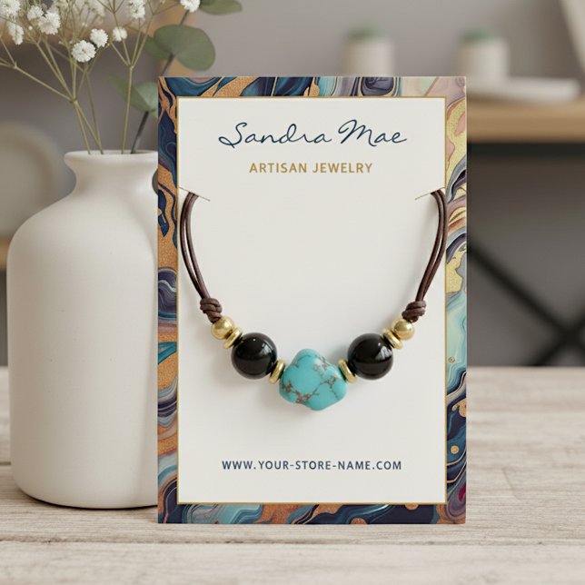 Tarjeta De Visita Classy Gold Glitter Marble Jewelry Display Card (Subido por el creador)