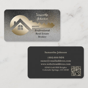 Tarjeta De Visita Classy Gold Key y código QR de Oxford Real Estate