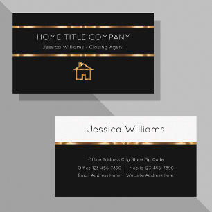 Tarjeta De Visita Classy Gold Real Estate Title Company