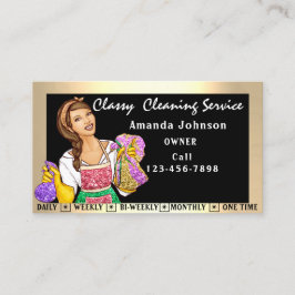 Tarjeta De Visita Classy House Office Cleding Services Maid Black