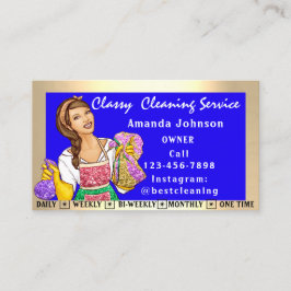 Tarjeta De Visita Classy House Office Cleding Services Maid Blue