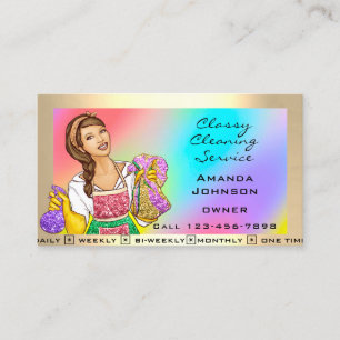 Tarjeta De Visita Classy House Office Cleing Service Maid Holograp