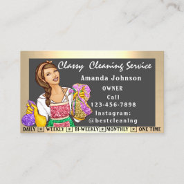 Tarjeta De Visita Classy House Office Cleing Services Maid Gray