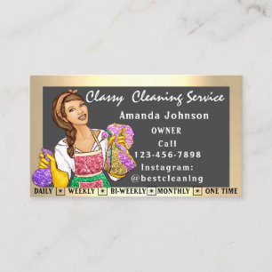 Tarjeta De Visita Classy House Office Cleing Services Maid Gray