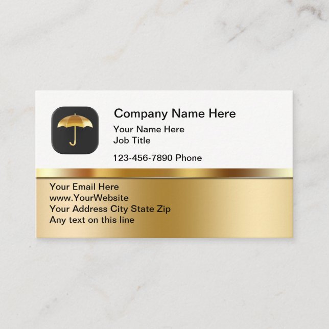 Tarjeta De Visita Classy Insurance Umbrella Theme Business Cards (Anverso)