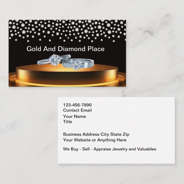 Tarjeta De Visita Classy Jewelry Theme Bling Business Cards (Anverso / Reverso)