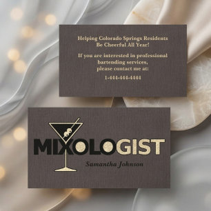 Tarjeta De Visita Classy Linen Mixologist Bartender Business Card