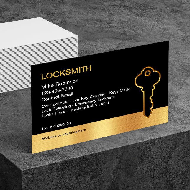 Tarjeta De Visita Classy Locksmith Gold House Key Business Cards (Subido por el creador)