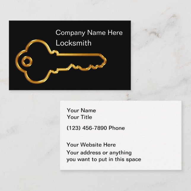 Tarjeta De Visita Classy Locksmith Modern Business Cards (Anverso / Reverso)