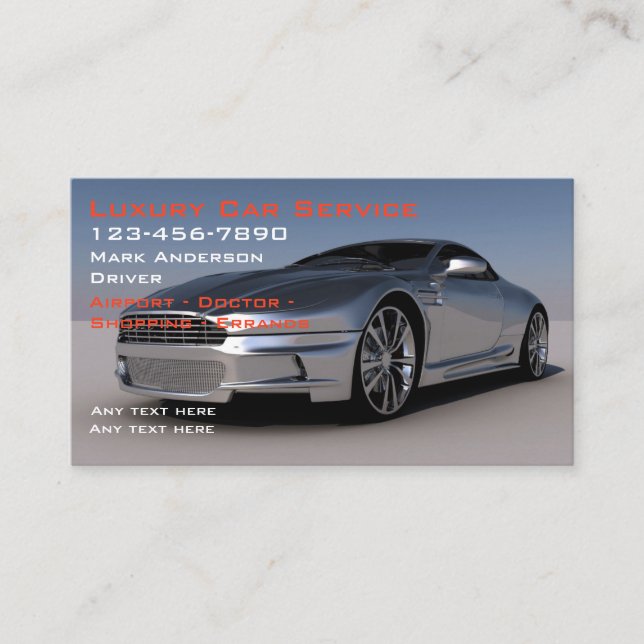 Tarjeta De Visita Classy Luxury Car Service Taxi Business Card (Anverso)