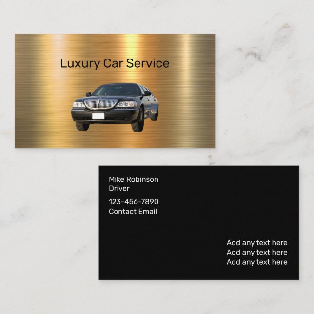 Tarjeta De Visita Classy Luxury Car Service Uber Driver (Anverso / Reverso)
