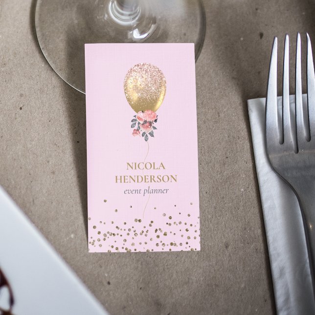 Tarjeta De Visita Classy Moda Gold & Pink Purpurina Event Planner (Subido por el creador)