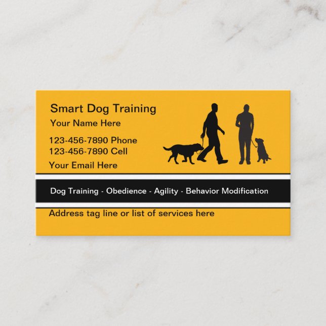 Tarjeta De Visita Classy Modern Dog Trainer Business Cards (Anverso)