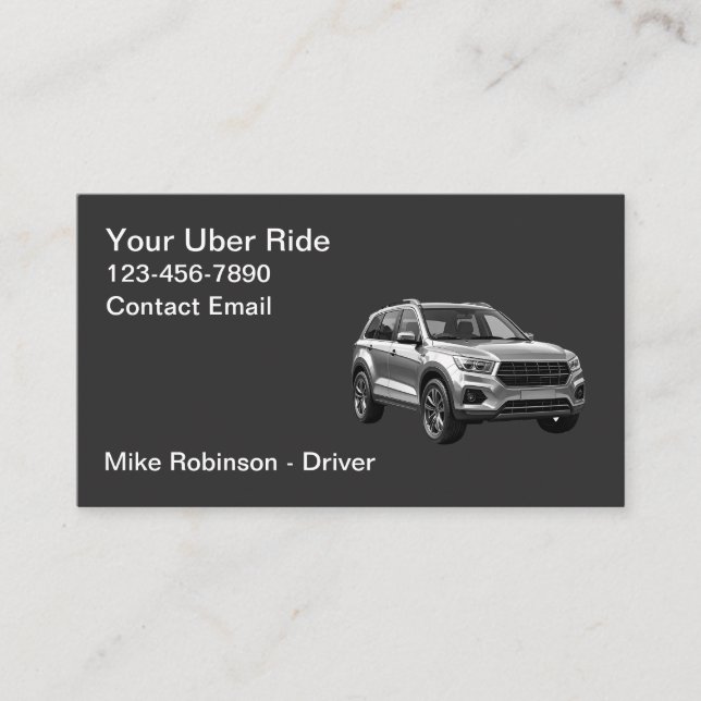 Tarjeta De Visita Classy Modern Simple Uber Driver Taxi (Anverso)