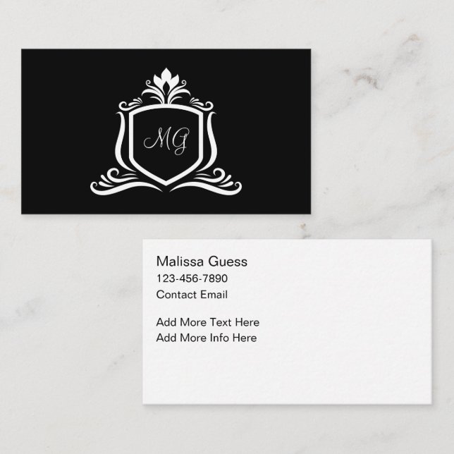 Tarjeta De Visita Classy Monogram Elegant Business Cards (Anverso / Reverso)