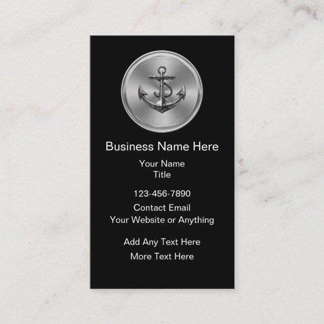 Tarjeta De Visita Classy Nautical Anchor Theme Business Cards (Anverso)
