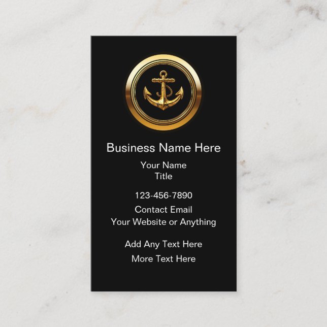 Tarjeta De Visita Classy Nautical Anchor Theme Business Cards (Anverso)