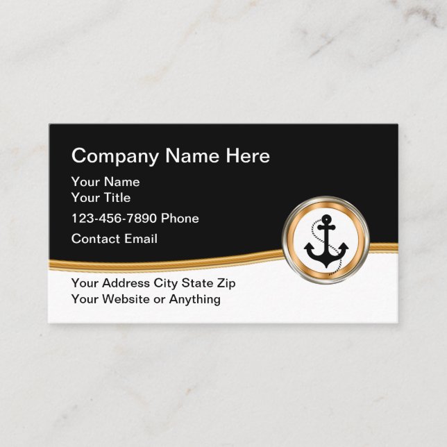 Tarjeta De Visita Classy Nautical Marine Anchor (Anverso)