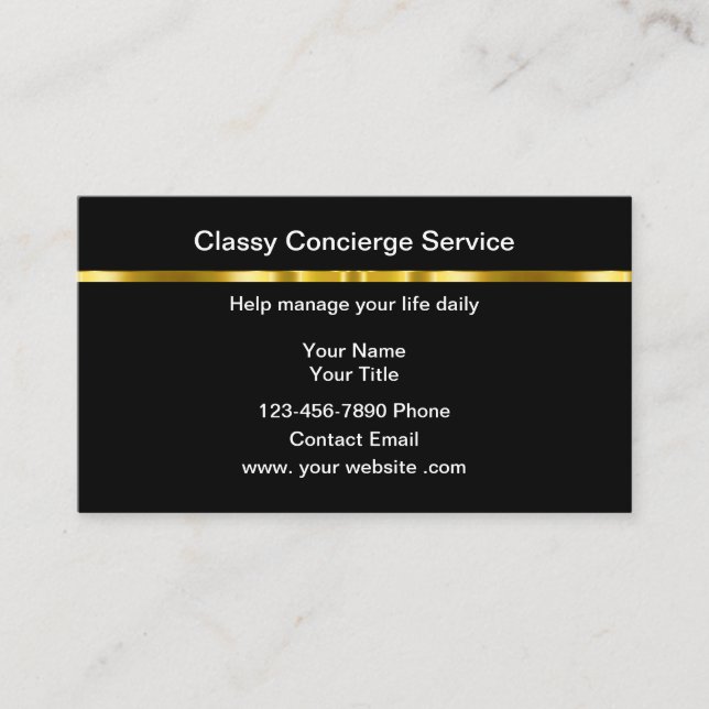Tarjeta De Visita Classy Personal Concierge Business Cards Design (Anverso)