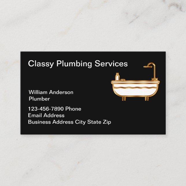 Tarjeta De Visita Classy Plumbing Service Luxury Bath (Anverso)