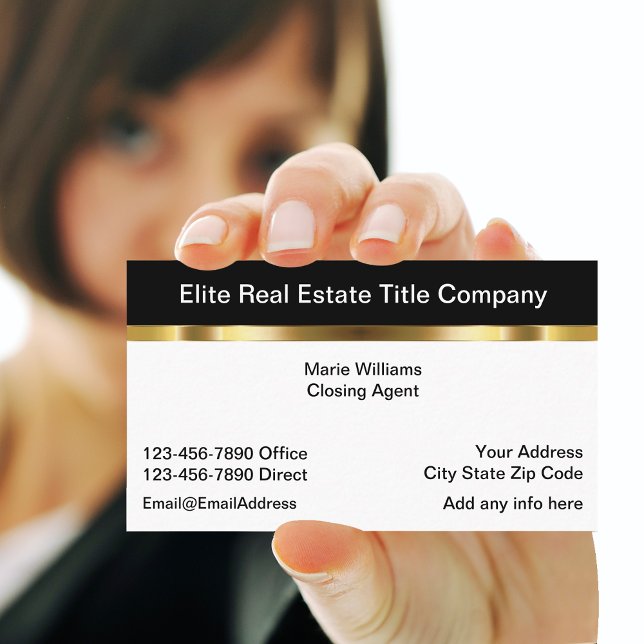 Tarjeta De Visita Classy Real Estate Title Company (Subido por el creador)
