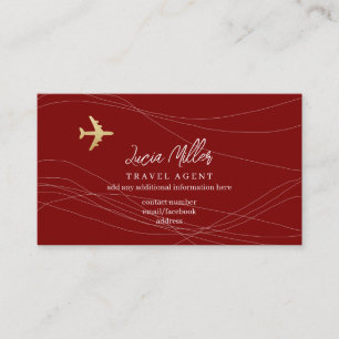 Tarjeta De Visita Classy Red Business Card para un agente de viajes