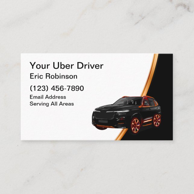 Tarjeta De Visita Classy Simple Uber Conductor Llamada de Viaje  (Anverso)
