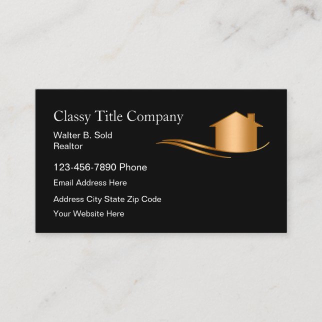 Tarjeta De Visita Classy Title Company Modern (Anverso)