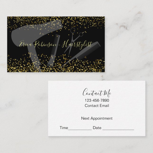 Tarjeta De Visita Classy Trendy Hairstylist Glitzy Appointment Cards (Anverso / Reverso)