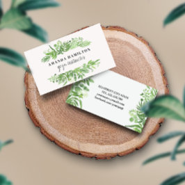 Tarjeta De Visita Classy Watercolor verde vegetación de prados silve
