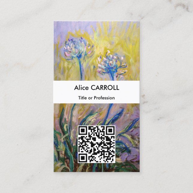 Tarjeta De Visita Claude Monet - Agapanthus - Código QR (Anverso)