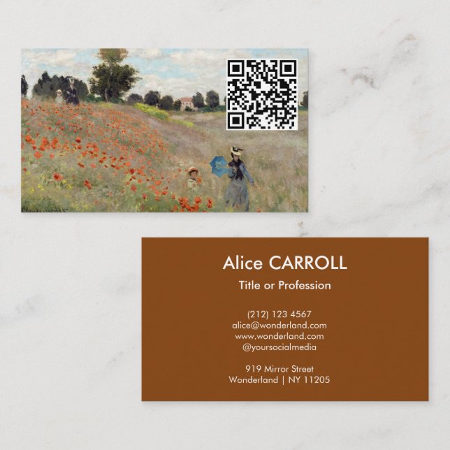 Tarjeta De Visita Claude Monet - Campo de la amapola - Código QR (Anverso / Reverso)