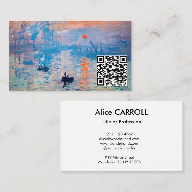 Tarjeta De Visita Claude Monet - Impresión, amanecer - Código QR (Anverso / Reverso)