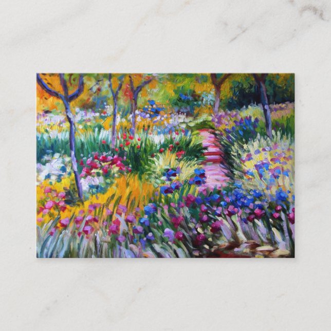 Tarjeta De Visita Claude Monet: Jardín del iris por Giverny (Anverso)
