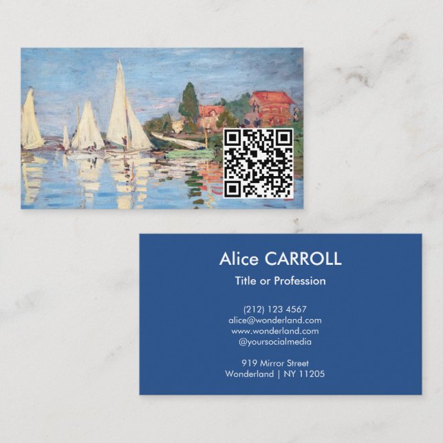 Tarjeta De Visita Claude Monet - Regattas en Argenteuil - Código QR (Anverso / Reverso)