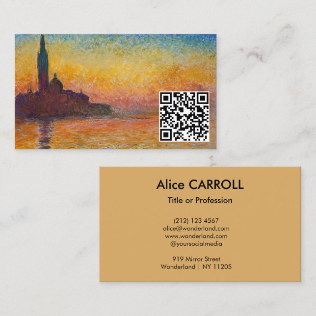 Tarjeta De Visita Claude Monet - San Giorgio Maggiore Dusk - Código  (Anverso / Reverso)