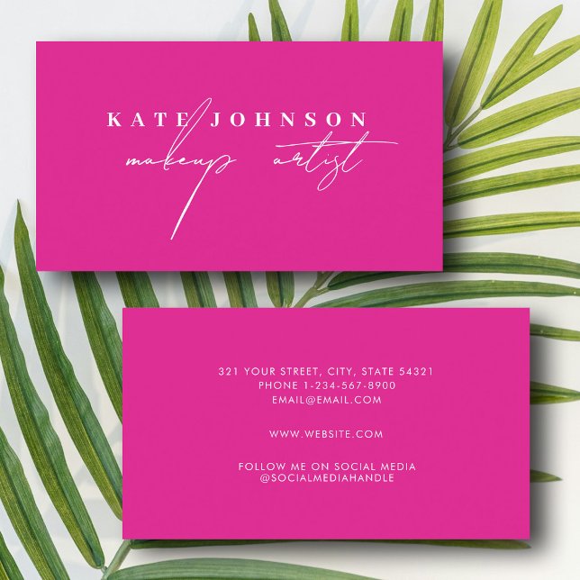 Tarjeta De Visita Cláusula de escritura Girly Caligrafía Artista de  (Girly Script Calligraphy Modern Makeup Artist Business Card)