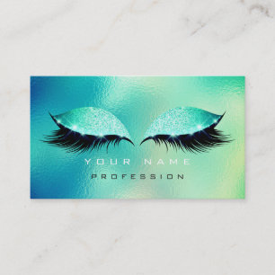 Tarjeta De Visita Clavar ojos azota Purpurina Glass Aqua Blue