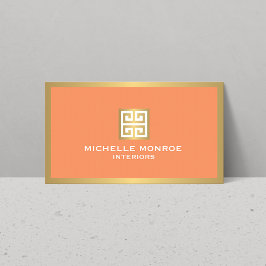 Tarjeta De Visita Clave griega dorada en el diseñador de interiores 