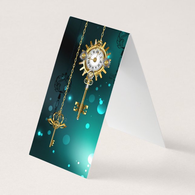 Tarjeta De Visita Claves de esqueleto antiguas sobre fondo verde (Reverso)