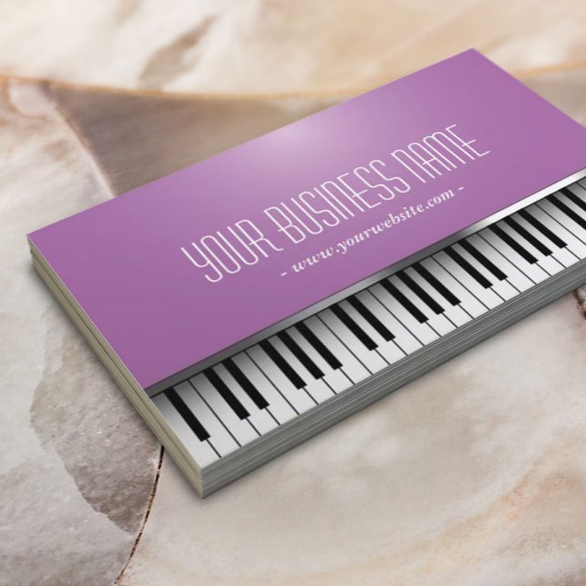Tarjeta De Visita Claves de piano de música elegantemente morado (Subido por el creador)