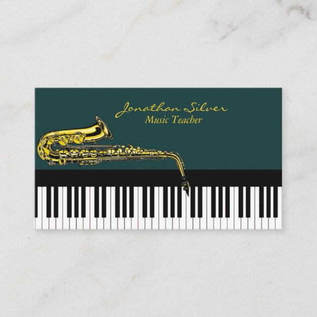 Tarjeta De Visita Claves de piano elegantes para profesores de músic (Anverso)