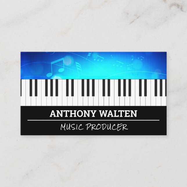 Tarjeta De Visita Claves de piano | Notas musicales (Anverso)