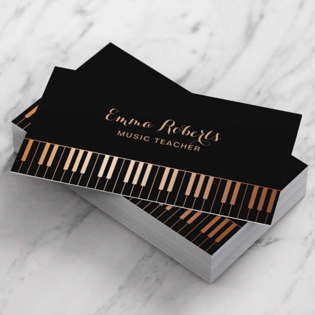 Tarjeta De Visita Claves de piano para profesores de música elegante (Subido por el creador)