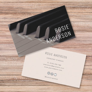 Tarjeta De Visita Claves de piano profesional Minimalista simple