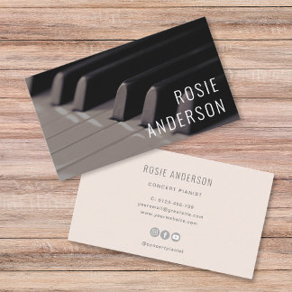 Tarjeta De Visita Claves de piano profesional Minimalista simple