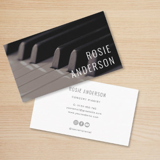 Tarjeta De Visita Claves de piano profesional Minimalista simple