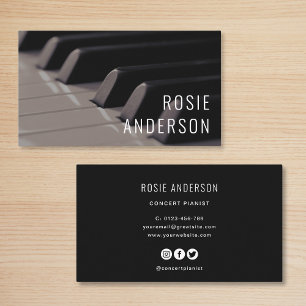 Tarjeta De Visita Claves de piano profesional Minimalista simple