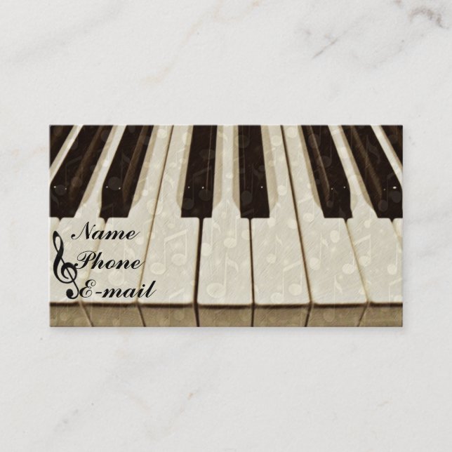 Tarjeta De Visita Claves de piano y yo_ (Anverso)