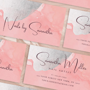 Tarjeta De Visita Clavos de acuarela plateados modernos